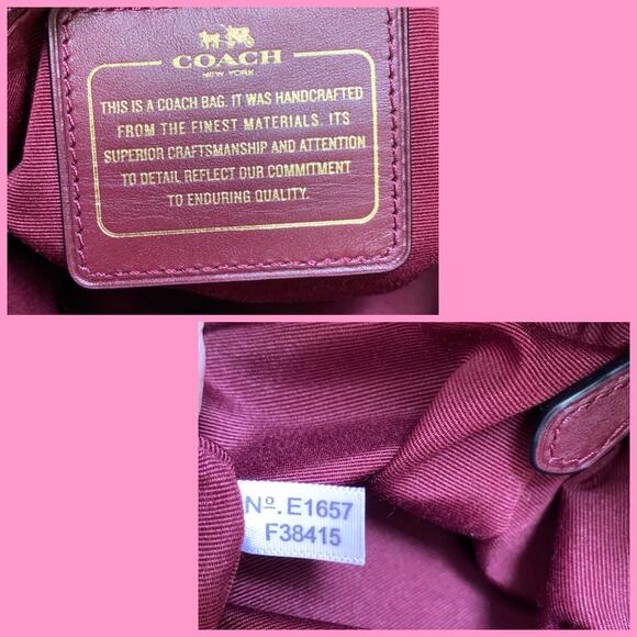 COACH MADISON Burgundy Leather & Suede PHOEBE Shoulder Bag Hobo F38415 - Picture 10 of 16